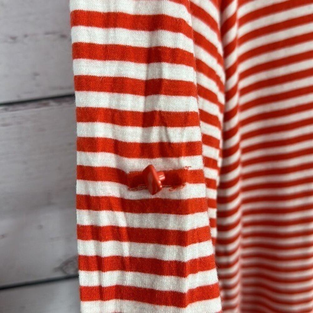 Ali Miles Top Shirt Womens Medium Orange White Stripe Polka dot Tunic Art Casual - Picture 3 of 12
